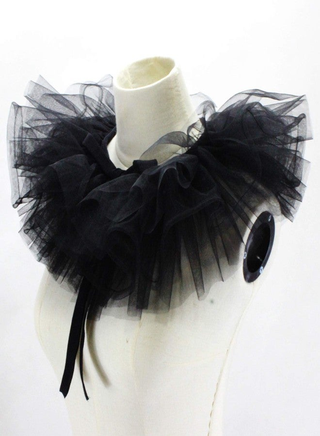 Saccgt Victorian Ruffled Mesh Fake Collar Shawl Tulle Clown Cosplay Neck Ruff Choker - Image 3